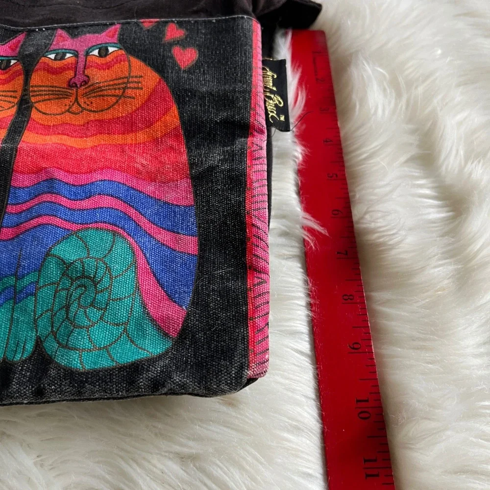 Laurel Burch Rainbow Cat Canvas Crossbody Bag Black Heart Strap Sun N Sand India